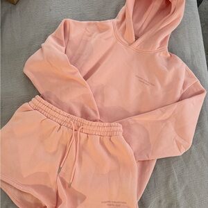 COMFRT Pastel Edit Hoodie & Shorts Set PEACH Size Large New